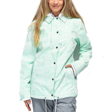 women nylon fabric ski jacket with shirt collar